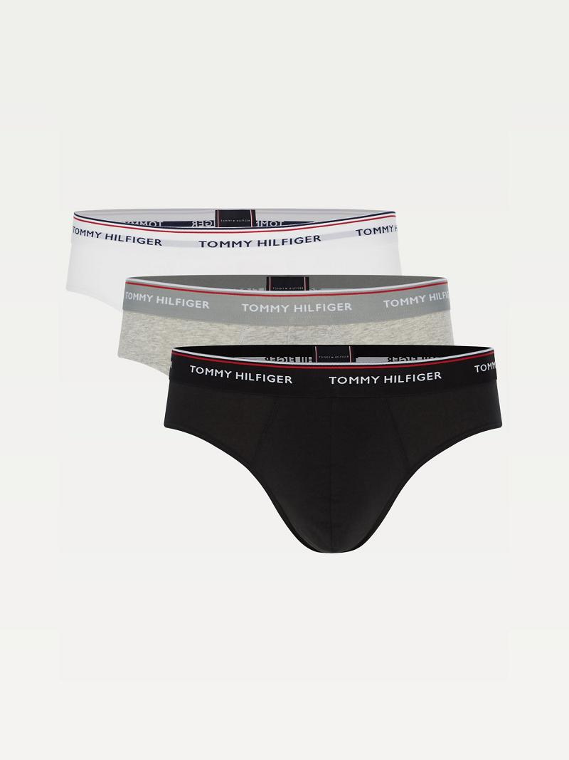 Férfi Tommy Hilfiger Premium essentials brief 3pk Briefs Fekete Szürke Fehér | HU 1337AHK